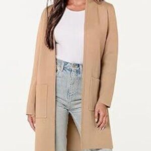 New York Clothing Company Tan Open Front Longline Cardigan